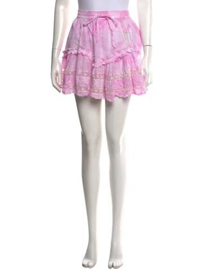Pre-owned Loveshackfancy Tie-dye Print Mini Skirt In Pink