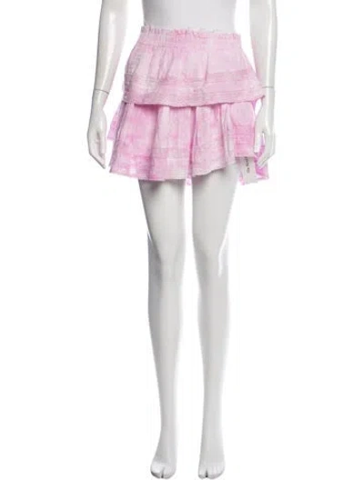 Pre-owned Loveshackfancy Tie-dye Print Mini Skirt In Pink