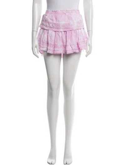 Pre-owned Loveshackfancy Tie-dye Print Mini Skirt In Pink