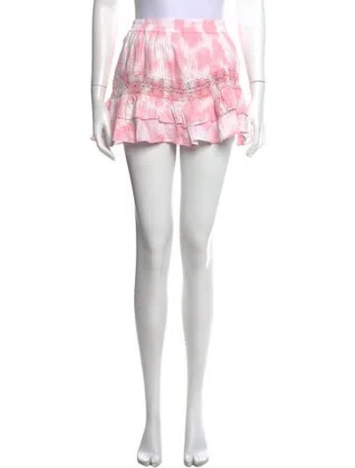 Pre-owned Loveshackfancy Tie-dye Print Mini Skirt In Pink