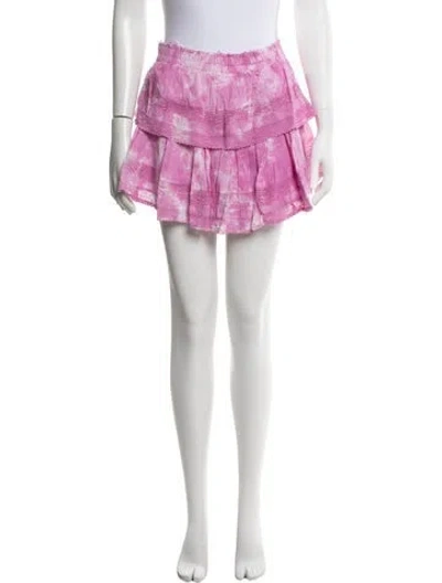 Pre-owned Loveshackfancy Tie-dye Print Mini Skirt In Pink