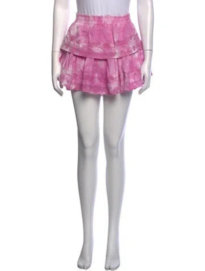 Pre-owned Loveshackfancy Tie-dye Print Mini Skirt In Pink