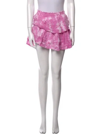 Pre-owned Loveshackfancy Tie-dye Print Mini Skirt In Purple