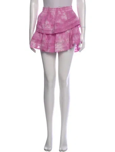 Pre-owned Loveshackfancy Tie-dye Print Mini Skirt In Purple