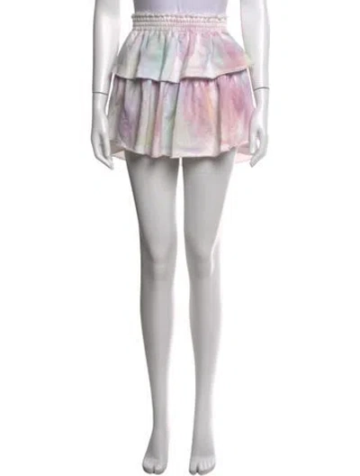 Pre-owned Loveshackfancy Tie-dye Print Mini Skirt In Purple