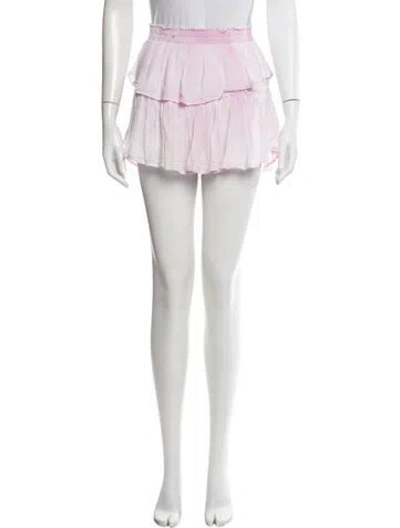 Pre-owned Loveshackfancy Tie-dye Print Mini Skirt In White