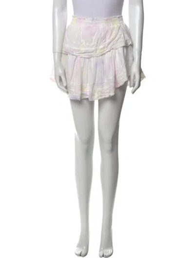 Pre-owned Loveshackfancy Tie-dye Print Mini Skirt In White