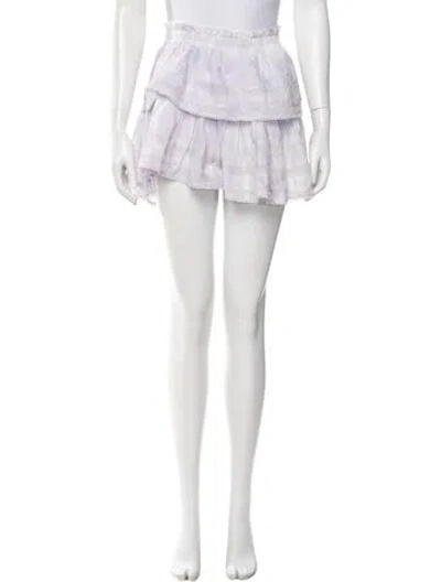 Pre-owned Loveshackfancy Tie-dye Print Mini Skirt In White