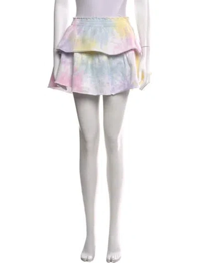 Pre-owned Loveshackfancy Tie-dye Print Mini Skirt In White