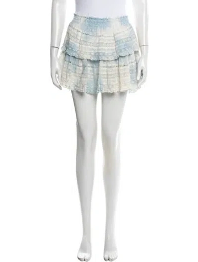 Pre-owned Loveshackfancy Tie-dye Print Mini Skirt In White