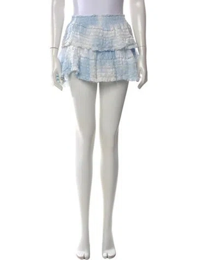 Pre-owned Loveshackfancy Tie-dye Print Mini Skirt In White