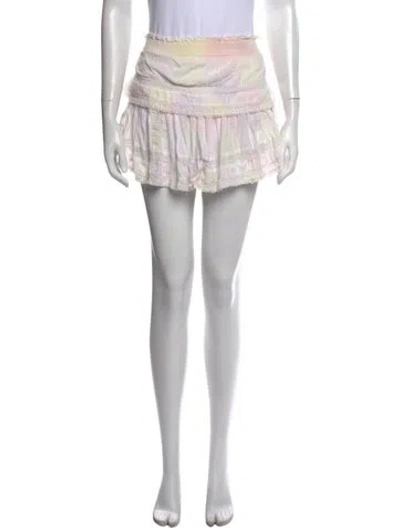 Pre-owned Loveshackfancy Tie-dye Print Mini Skirt In White