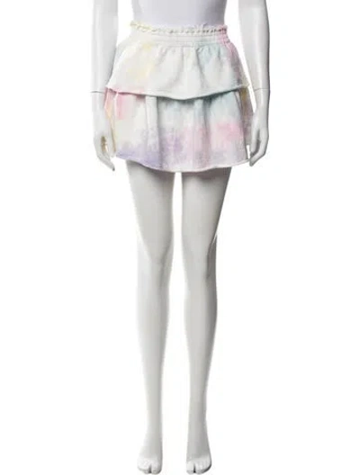 Pre-owned Loveshackfancy Tie-dye Print Mini Skirt In White