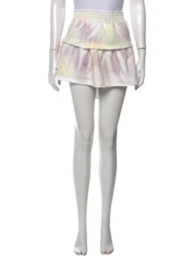Pre-owned Loveshackfancy Tie-dye Print Mini Skirt In White
