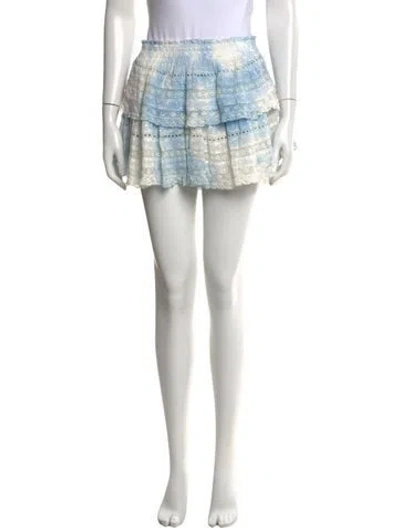 Pre-owned Loveshackfancy Tie-dye Print Mini Skirt In White