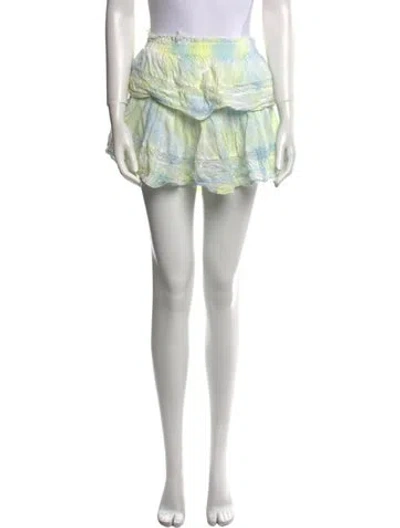 Pre-owned Loveshackfancy Tie-dye Print Mini Skirt In Yellow