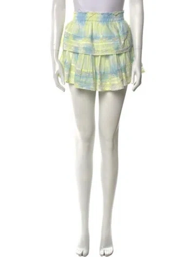Pre-owned Loveshackfancy Tie-dye Print Mini Skirt In Yellow