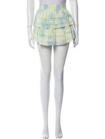 Pre-owned Loveshackfancy Tie-dye Print Mini Skirt In Yellow