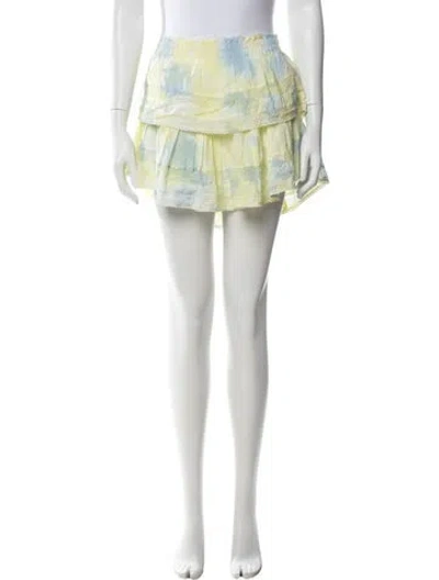 Pre-owned Loveshackfancy Tie-dye Print Mini Skirt In Yellow