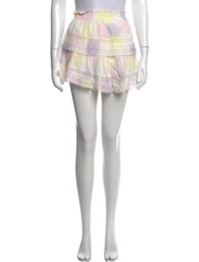 Pre-owned Loveshackfancy Tie-dye Print Mini Skirt In Yellow