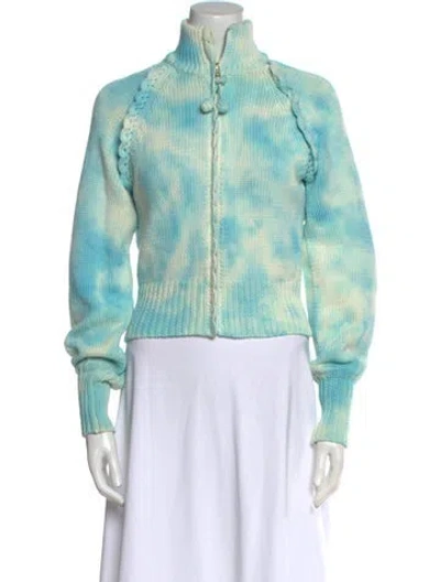 Pre-owned Loveshackfancy Tie-dye Print Mock Neck Sweater In Blue