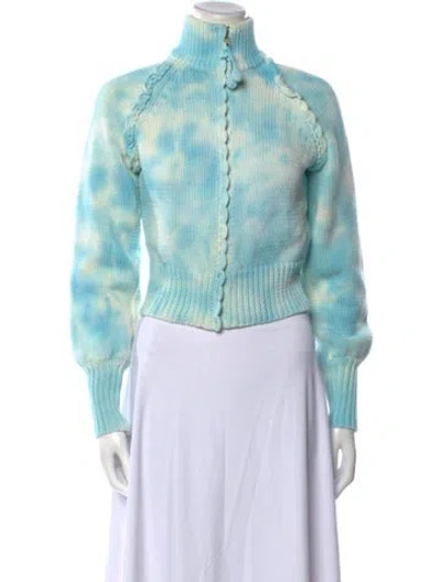 Pre-owned Loveshackfancy Tie-dye Print Mock Neck Sweater In Blue