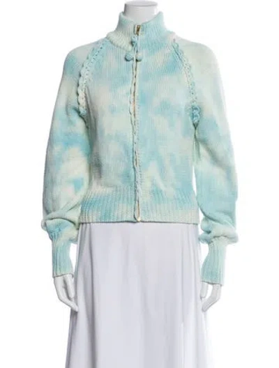 Pre-owned Loveshackfancy Tie-dye Print Mock Neck Sweater In Blue