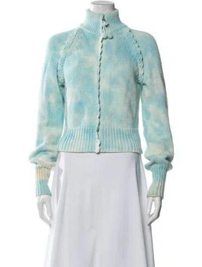 Pre-owned Loveshackfancy Tie-dye Print Mock Neck Sweater In Blue