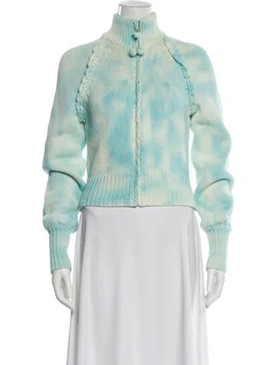 Pre-owned Loveshackfancy Tie-dye Print Mock Neck Sweater In Green