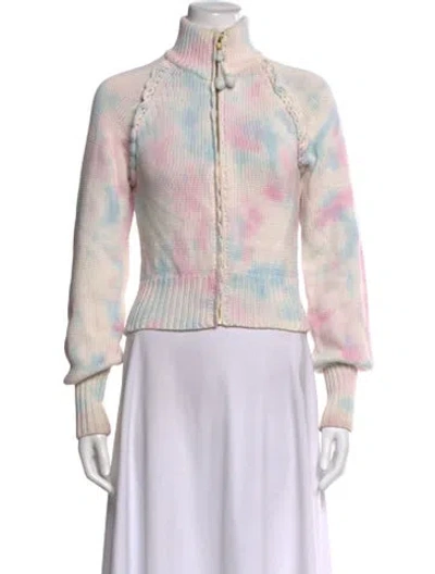 Pre-owned Loveshackfancy Tie-dye Print Mock Neck Sweater In Pink