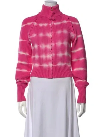 Pre-owned Loveshackfancy Tie-dye Print Mock Neck Sweater In Pink