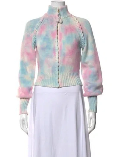 Pre-owned Loveshackfancy Tie-dye Print Mock Neck Sweater In Purple