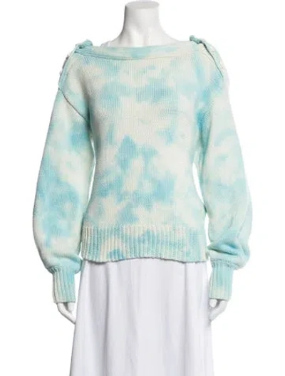 Pre-owned Loveshackfancy Tie-dye Print Off-the-shoulder Sweater In Green