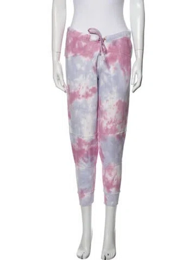 Pre-owned Loveshackfancy Tie-dye Print Raw-edge Trim Sweatpants In Purple