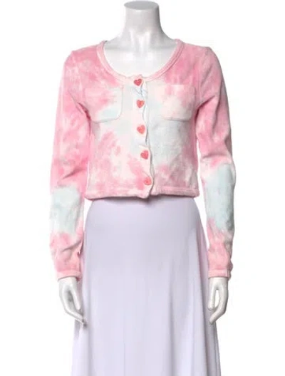 Pre-owned Loveshackfancy Tie-dye Print Scoop Neck Crop Top In Pink