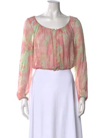 Pre-owned Loveshackfancy Tie-dye Print Scoop Neck Crop Top In Pink