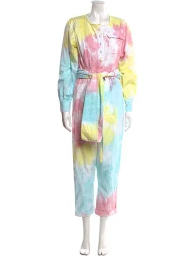 Pre-owned Loveshackfancy Tie-dye Print Scoop Neck Jumpsuit In Multi