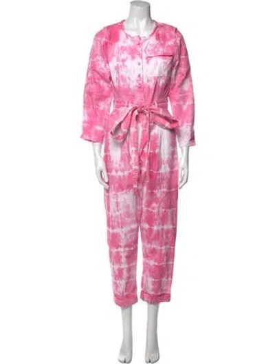Pre-owned Loveshackfancy Tie-dye Print Scoop Neck Jumpsuit In Pink