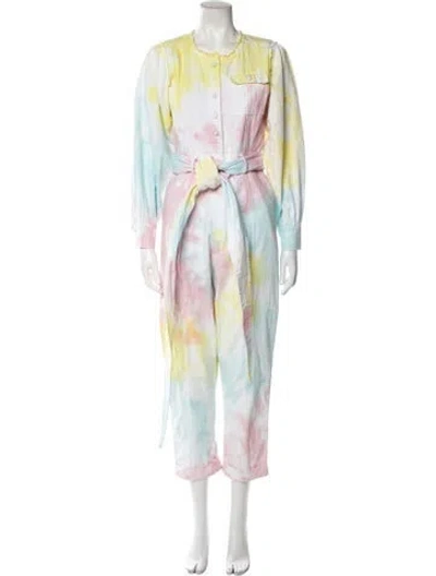 Pre-owned Loveshackfancy Tie-dye Print Scoop Neck Jumpsuit In Yellow