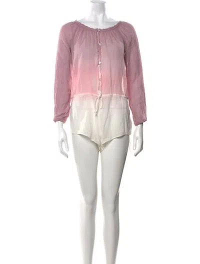 Pre-owned Loveshackfancy Tie-dye Print Scoop Neck Romper In Pink