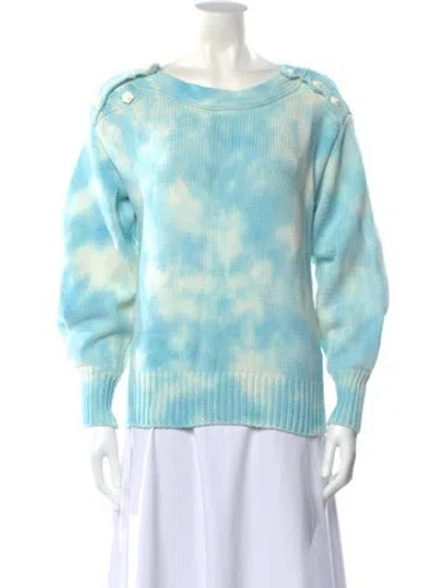 Pre-owned Loveshackfancy Tie-dye Print Scoop Neck Sweater In Blue