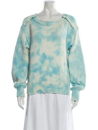 Pre-owned Loveshackfancy Tie-dye Print Scoop Neck Sweater In Blue
