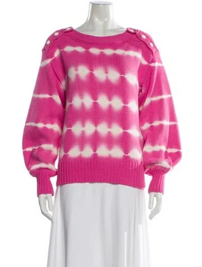 Pre-owned Loveshackfancy Tie-dye Print Scoop Neck Sweater In Pink