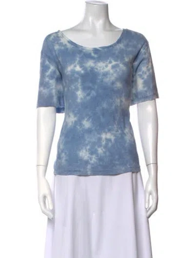 Pre-owned Loveshackfancy Tie-dye Print Scoop Neck T-shirt In Blue