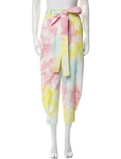 Pre-owned Loveshackfancy Tie-dye Print Skinny Leg Pants In Pink