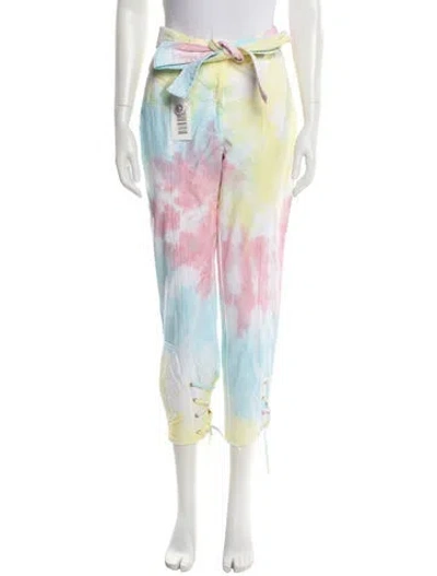 Pre-owned Loveshackfancy Tie-dye Print Skinny Leg Pants W/ Tags In Yellow