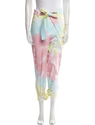 Pre-owned Loveshackfancy Tie-dye Print Straight Leg Pants In Pink