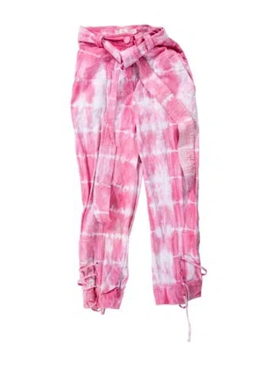 Pre-owned Loveshackfancy Tie-dye Print Straight Leg Pants In Pink