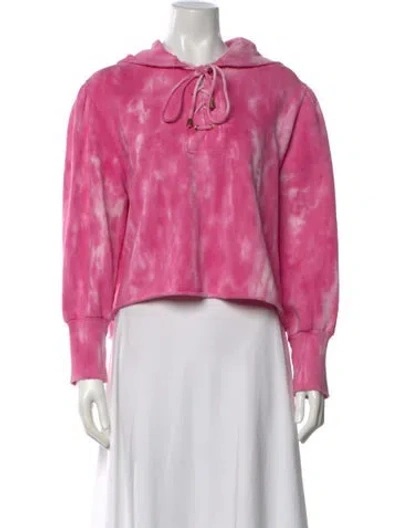 Pre-owned Loveshackfancy Tie-dye Print Tie Neck Hoodie In Pink