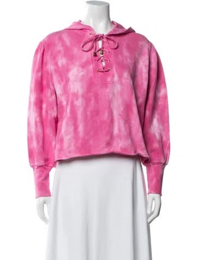 Pre-owned Loveshackfancy Tie-dye Print Tie Neck Hoodie W/ Tags In Pink